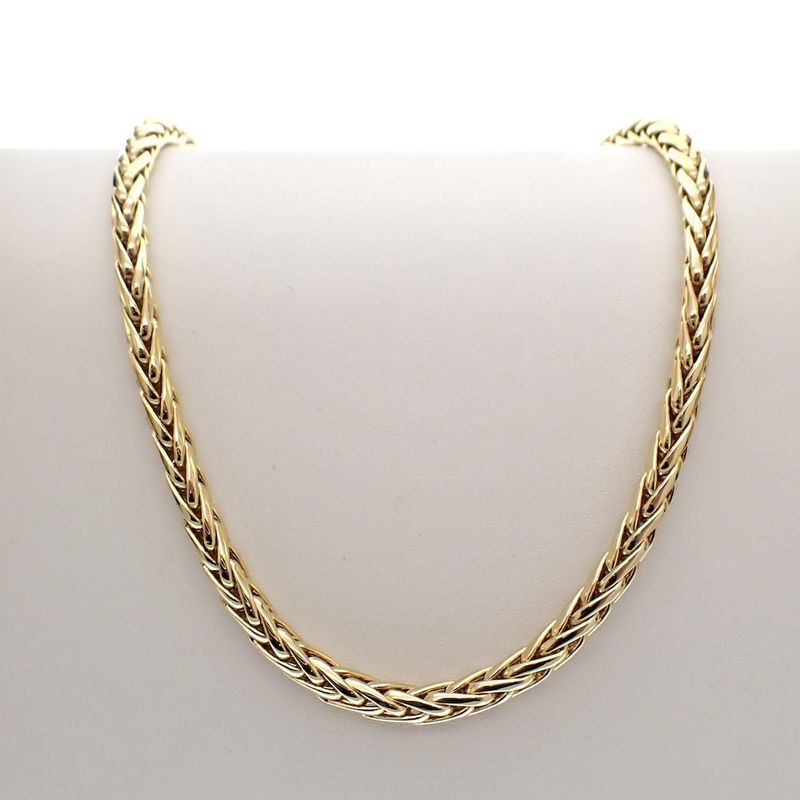 Image 3 of Gold braided necklace; Foxtail link | 45 cm