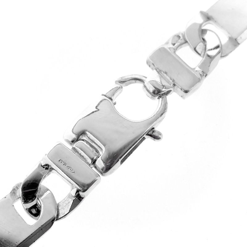 Image 5 of Silver wide bracelet with closed figaro links | 21.5 cm