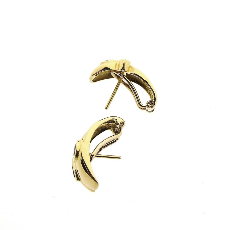 Image 5 of Vintage gold clip-on earrings with ruby ​​and diamond 0.25 ct.