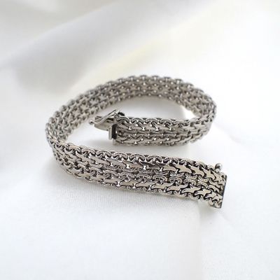 Image 2 of White gold French gourmet link bracelet