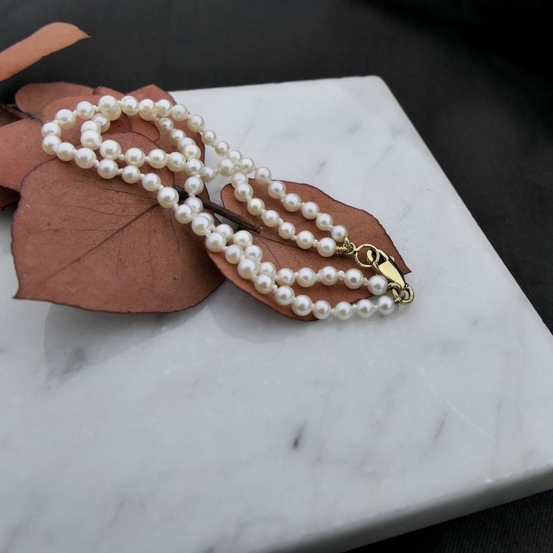 Image 2 of 18 ct. Gold pearl bracelet | 15.5 cm