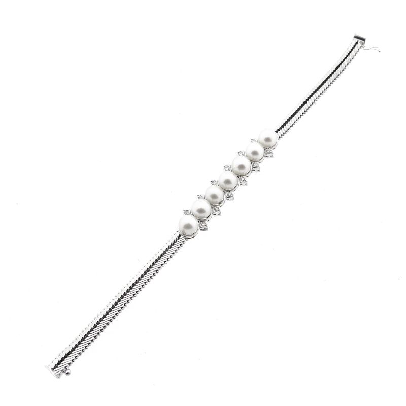 Afbeelding 7 van Witgouden visgraat schakelarmband met diamanten; 0,24 ct. | 19,5 cm