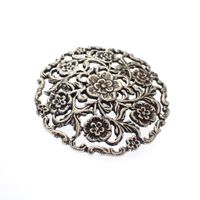 Large silver brooch | Floral design
