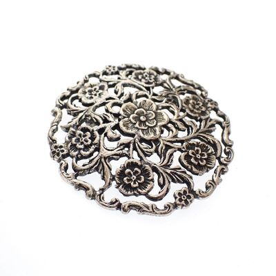 Image 1 of Large silver brooch | Floral design