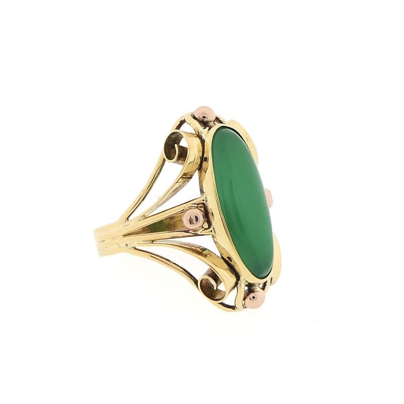 Image 3 of Two-tone gold ring with jade