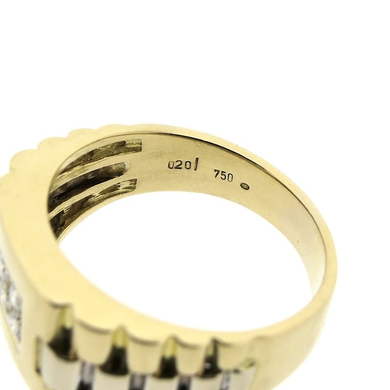 Image 6 of 18K Two-tone diamond ring; 0.12 ct. | Men's