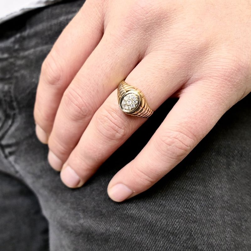 Image 7 of Two-tone gold men's ring with diamond | 0.20 ct.