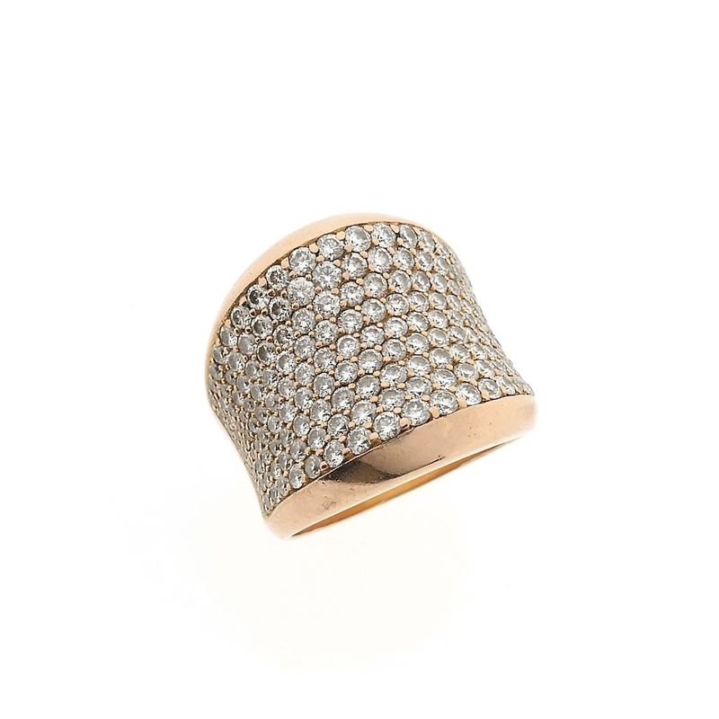 Image 10 of Rose gold ring pavé set with diamonds; 1.71 ct.