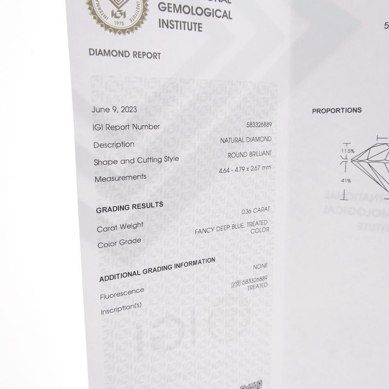 Image 5 of 0.36 ct. Brilliant cut diamond Fancy Deep Blue + IGI Certificate - Natural diamond