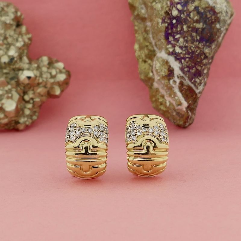 Image 5 of BVLGARI gold earrings with diamonds; 1.32 ct.