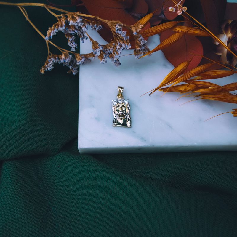 Image 2 of Gold pendant of Christ with zirconia stones