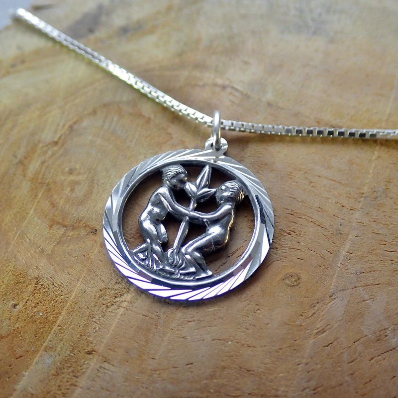 Image 3 of Silver zodiac sign pendant; Gemini