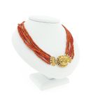 Image 3 of Antique necklace with blood coral and gold cap bell.