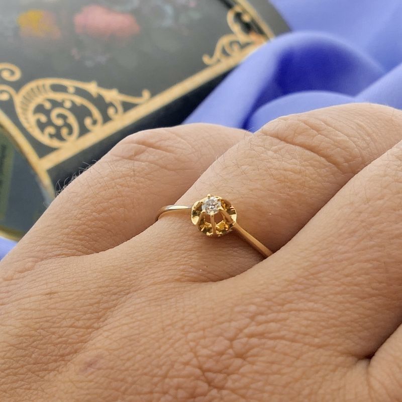 Image 4 of Gold solitaire ring with diamond | 0.03 ct.