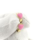 Image 9 of Gold heart-shaped stud earrings with pink enamel | Arpas