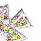 Image 7 of White gold Maltese cross pendant with a mix of gemstones
