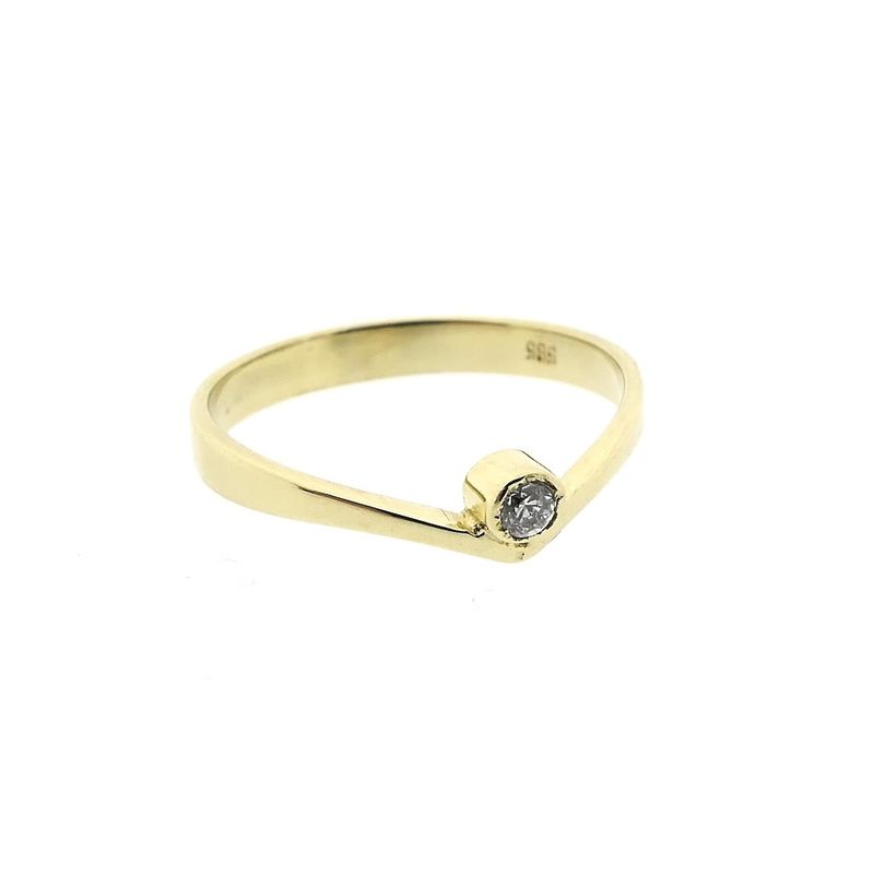 Image 3 of Gold V-shaped ring with zirconia