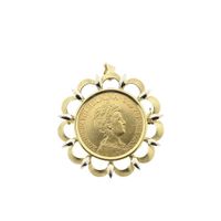 Gold pendant/brooch of 10 guilder coin Queen Wilhelmina 1912