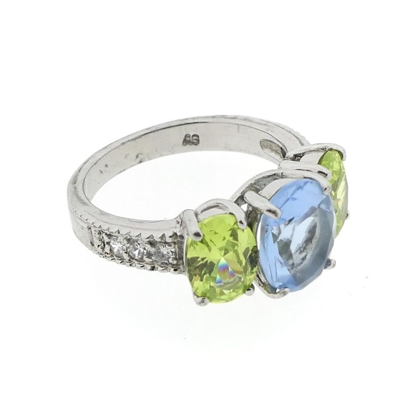 Image 5 of Silver ring with zirconia stones.