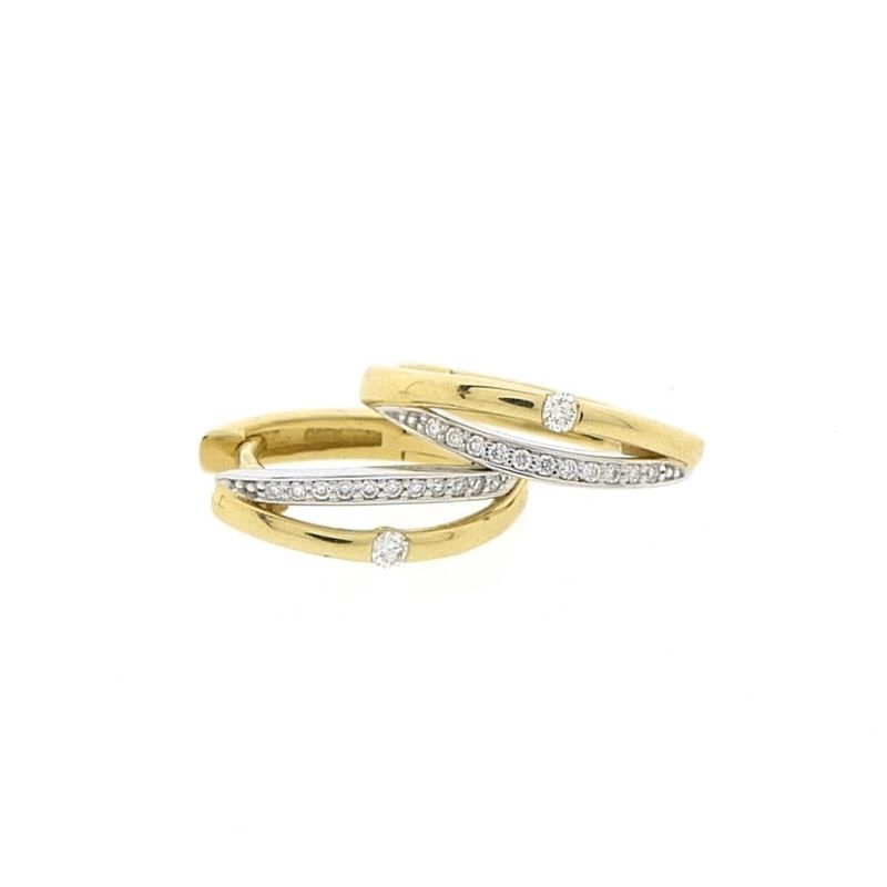 Image 3 of Two-tone gold earrings with diamonds | 0.11 ct.