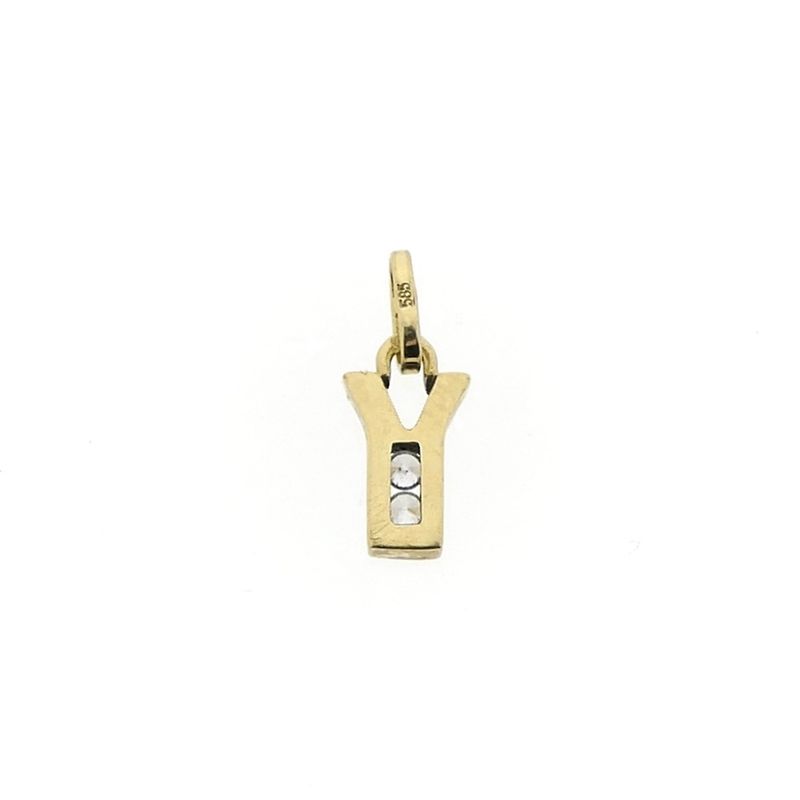 Image 6 of Gold pendant of the letter Y with zirconia