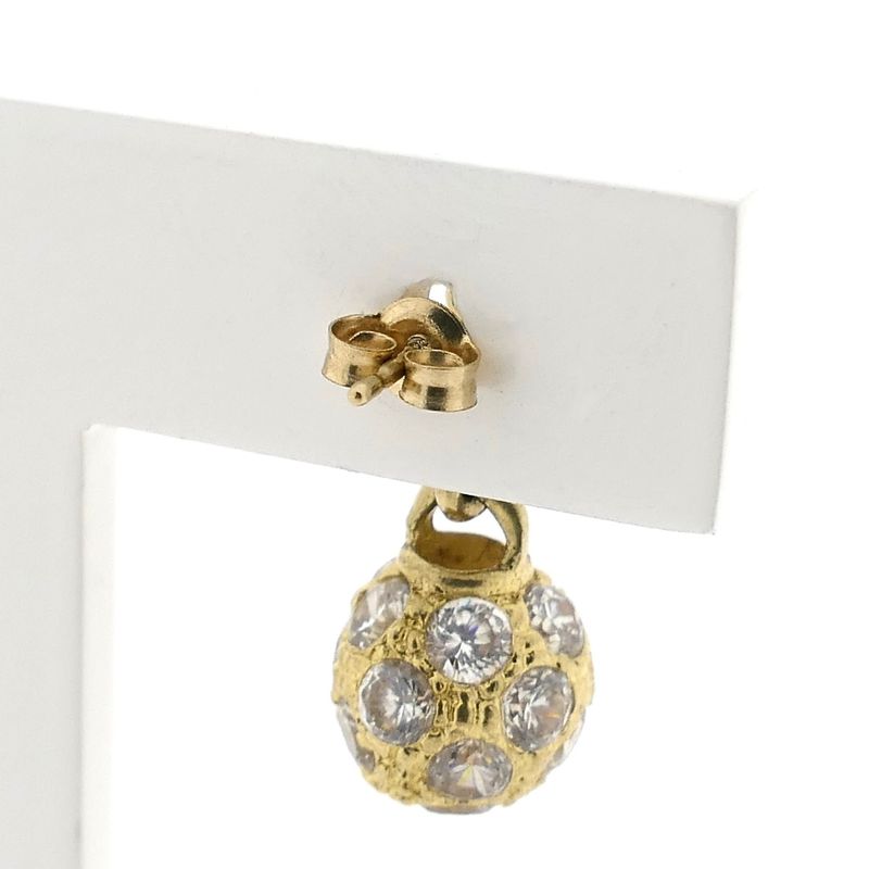 Image 5 of Gold Ball Earrings with Zirconia
