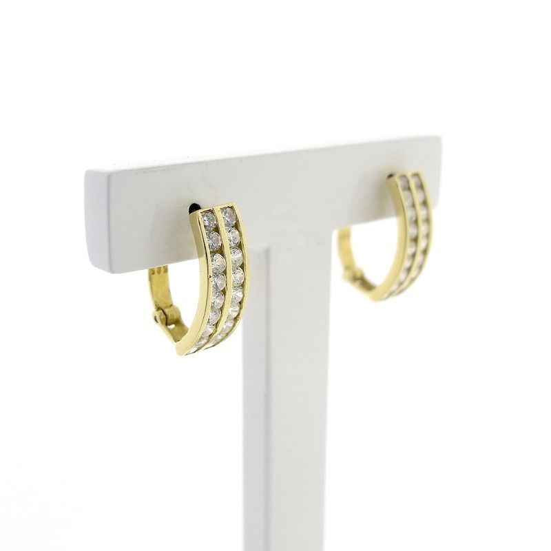 Image 4 of Gold semicircular earrings with zirconia