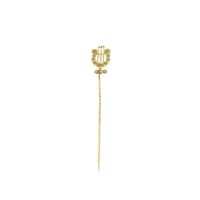 Antique gold lapel pin, tie pin of a harp