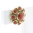 Image 3 of Gold stud earrings with red coral
