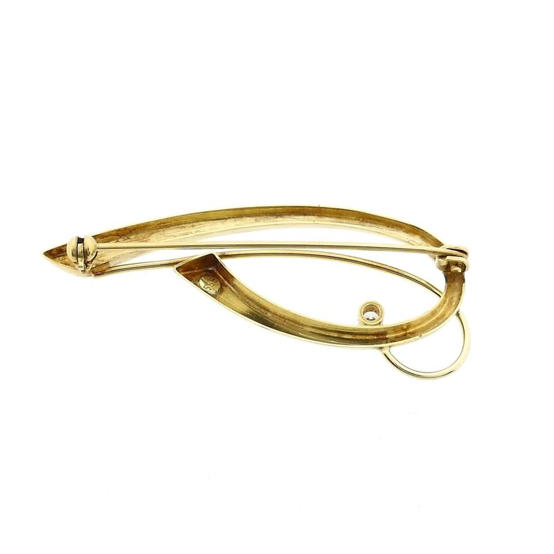 Afbeelding 3 van Vintage gouden abstracte broche met zirconia