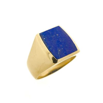 Image 1 of Gold signet ring with lapis lazuli