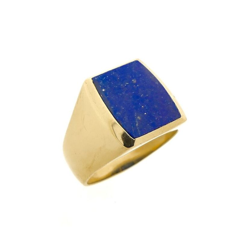 Image 1 of Gold signet ring with lapis lazuli