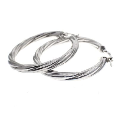 Image 1 of Silver twisted earrings | Ø 38 mm