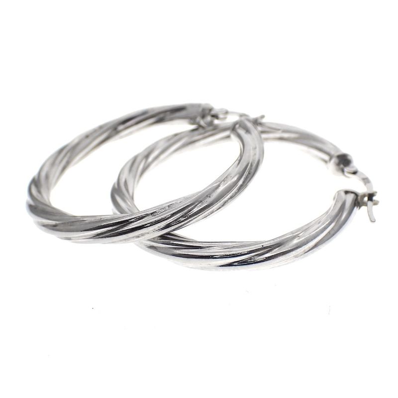 Image 1 of Silver twisted earrings | Ø 38 mm