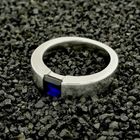 Image 2 of Silver ring with synthetic sapphire.
