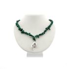 Image 1 of Malachite bead necklace with silver pendant and clasp