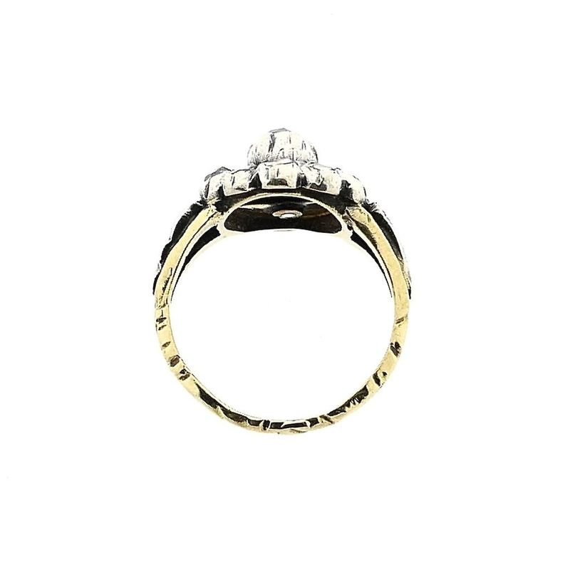 Image 5 of Gold & Silver Ring with Rose Cut Diamonds; 0.24 ct.