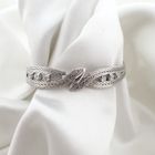 Image 4 of White gold herringbone link bracelet with diamonds; 0.48 ct.