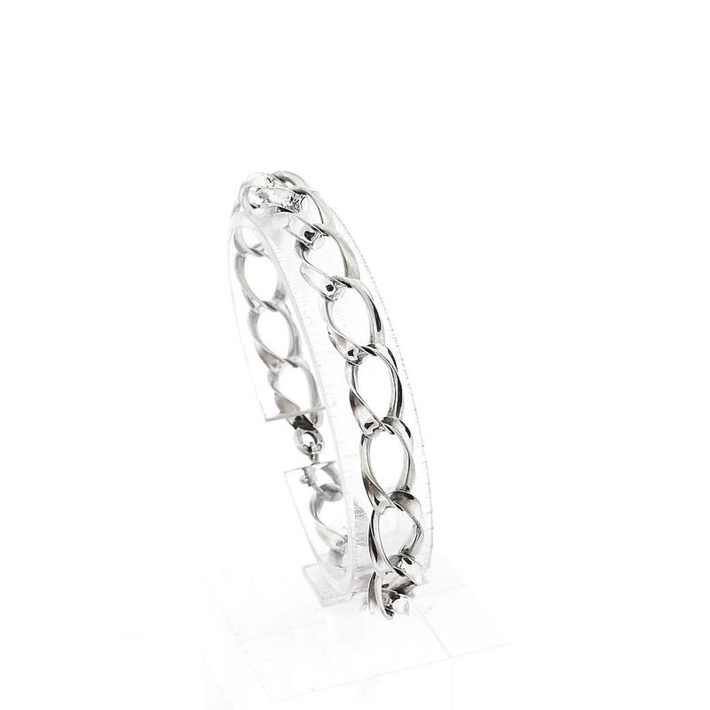 Image 1 of Silver Wide Gourmet Link Bracelet