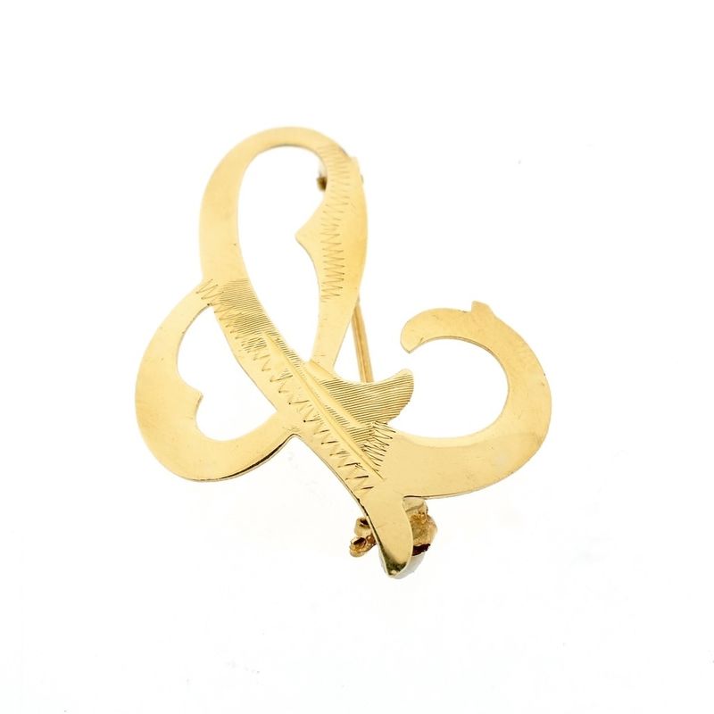 Image 3 of Gold letter brooch; letter C