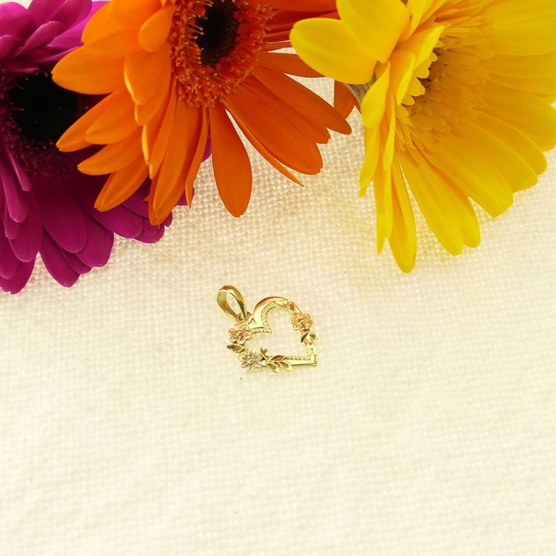 Image 2 of Two-tone gold pendant of a heart