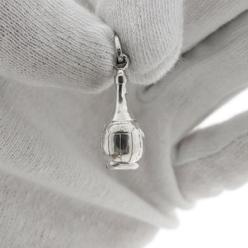 Image 1 of Silver pendant of a Chianti basket bottle (wine bottle)