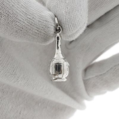 Silver pendant of a Chianti basket bottle (wine bottle) Image 1 of Silver pendant of a Chianti basket bottle (wine bottle)
