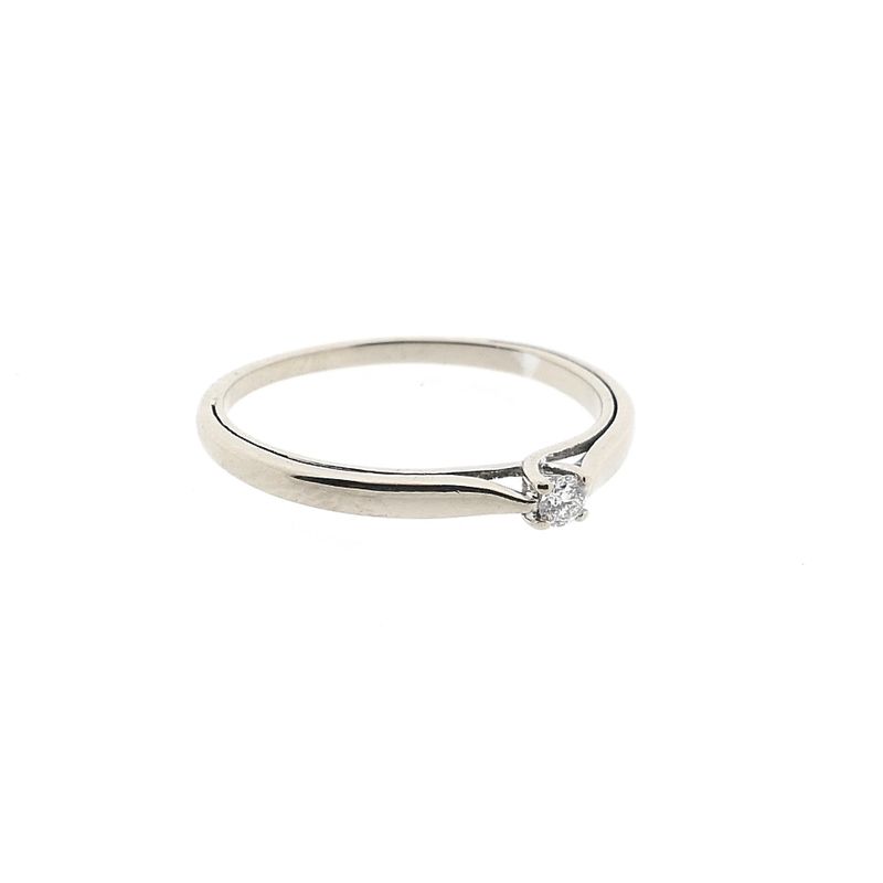 Image 4 of White Gold Engagement Ring with 0.07 ct Diamond; 14K; Size 18.5