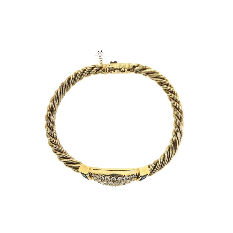 Image 4 of 18-karat gold twisted bracelet with sapphire and diamond; 1.11 ct. | Wellendorff