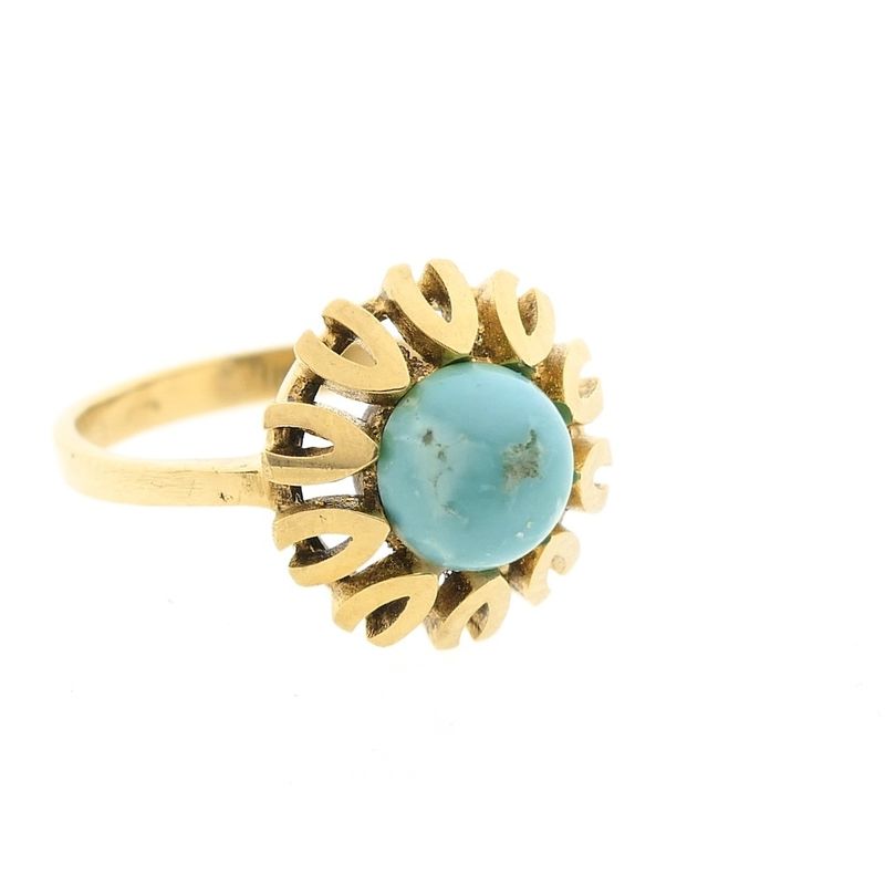 Image 7 of Vintage gold ring with turquoise