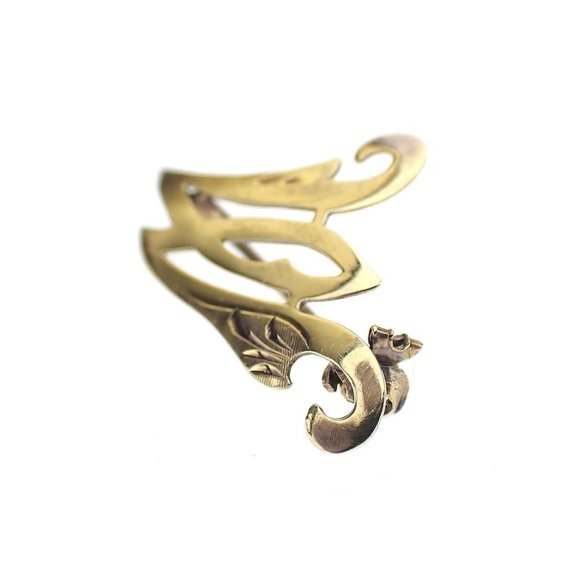Image 3 of Gold letter brooch; letter M-W | Vintage