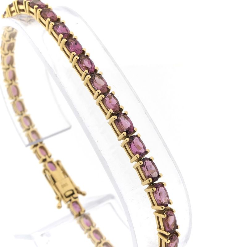 Image 3 of Gold bracelet with pink tourmaline | 18 cm