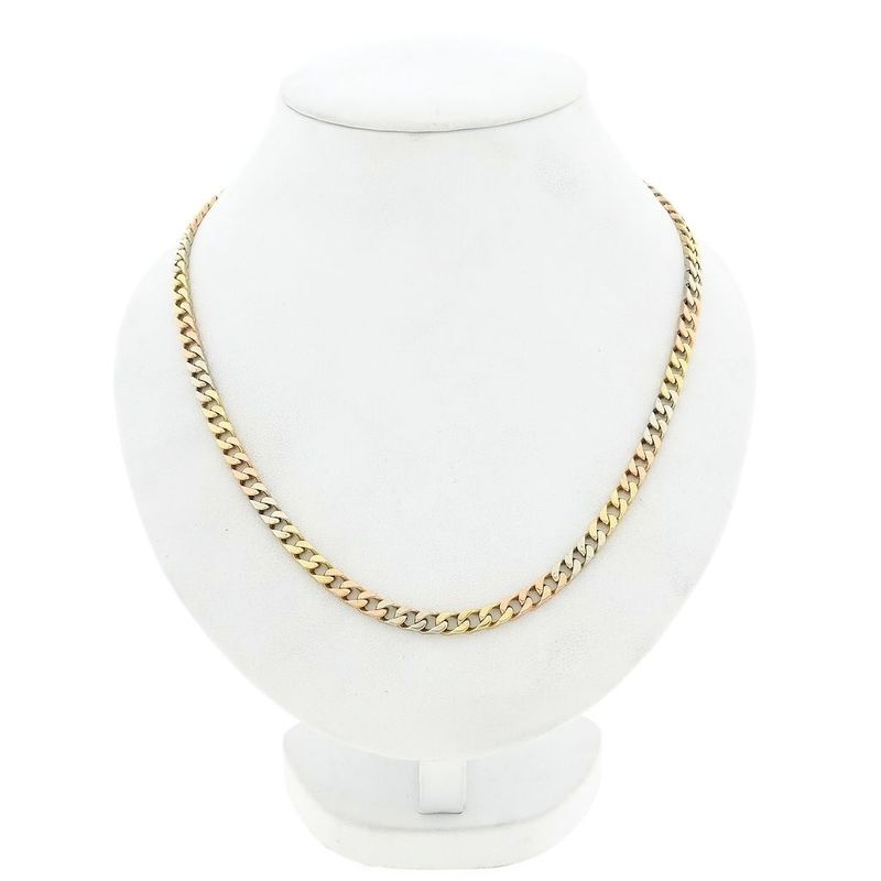 Afbeelding 1 van Tricolor gouden gourmetschakel ketting