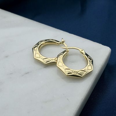 Gold lapidary earrings | Ø 19.5 mm Image 2 of Gold lapidary earrings | Ø 19.5 mm